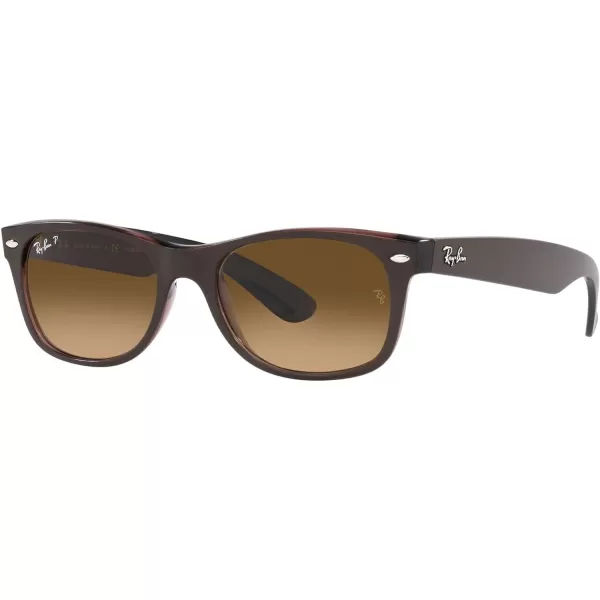 RayBan RB2132f New Wayfarer Asian Fit SunglassesMatte Brown on Transparent BrownBrown Gradient Polarized