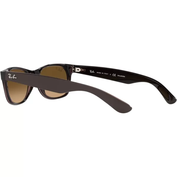 RayBan RB2132f New Wayfarer Asian Fit SunglassesMatte Brown on Transparent BrownBrown Gradient Polarized