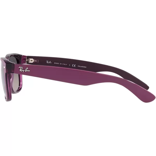 RayBan RB2132f New Wayfarer Asian Fit SunglassesMatte Violet on Transparent VioletGrey Gradient Polarized