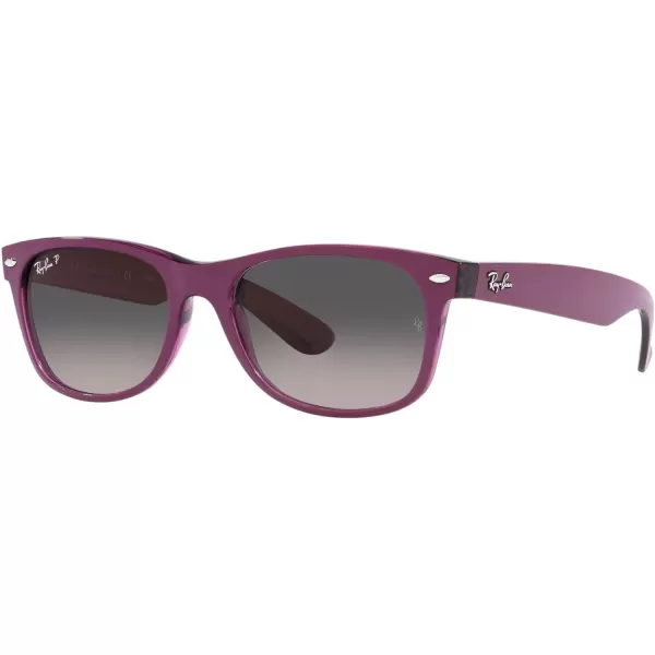 RayBan RB2132f New Wayfarer Asian Fit SunglassesMatte Violet on Transparent VioletGrey Gradient Polarized