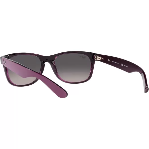 RayBan RB2132f New Wayfarer Asian Fit SunglassesMatte Violet on Transparent VioletGrey Gradient Polarized