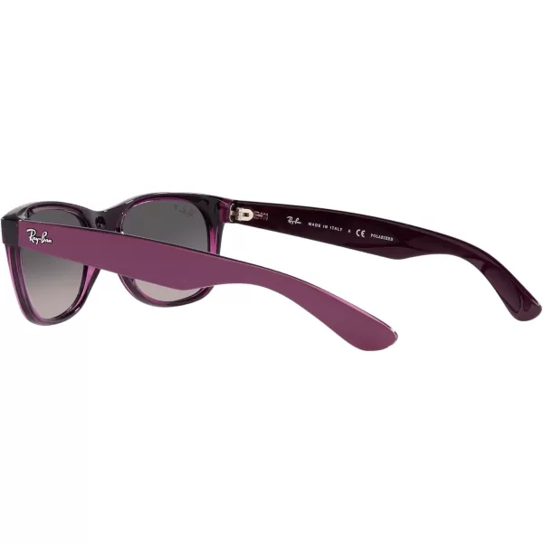 RayBan RB2132f New Wayfarer Asian Fit SunglassesMatte Violet on Transparent VioletGrey Gradient Polarized