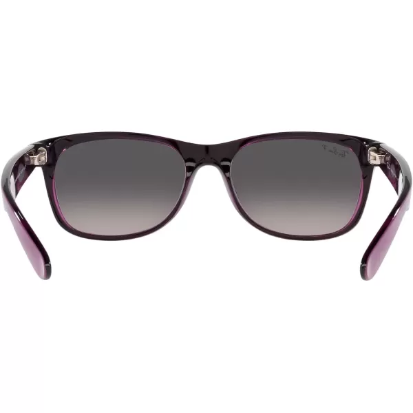 RayBan RB2132f New Wayfarer Asian Fit SunglassesMatte Violet on Transparent VioletGrey Gradient Polarized