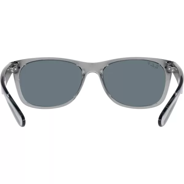 RayBan RB2132f New Wayfarer Asian Fit SunglassesTransparent GreyDark Blue Polarized