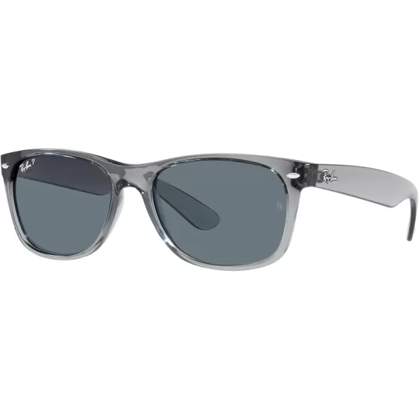 RayBan RB2132f New Wayfarer Asian Fit SunglassesTransparent GreyDark Blue Polarized