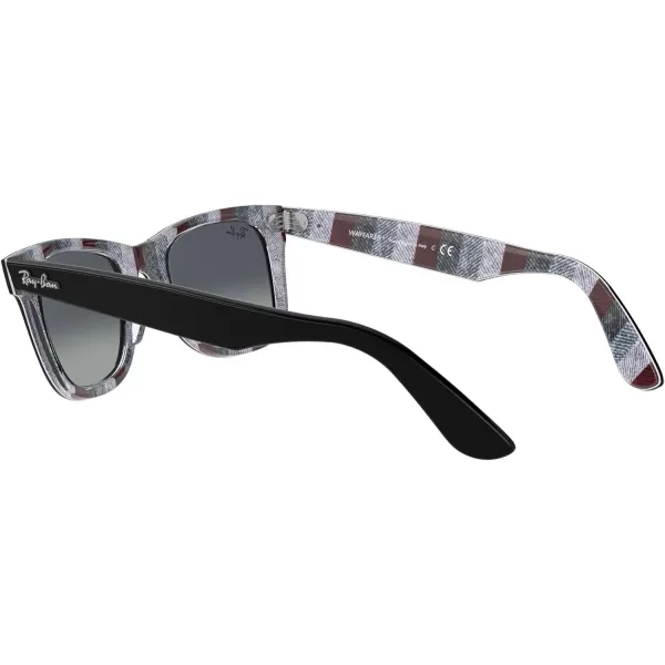 RayBan RB2140 Original Wayfarer Gradient SunglassesBlack on Chevron GreyBurgundyLight Grey Gradient Blue