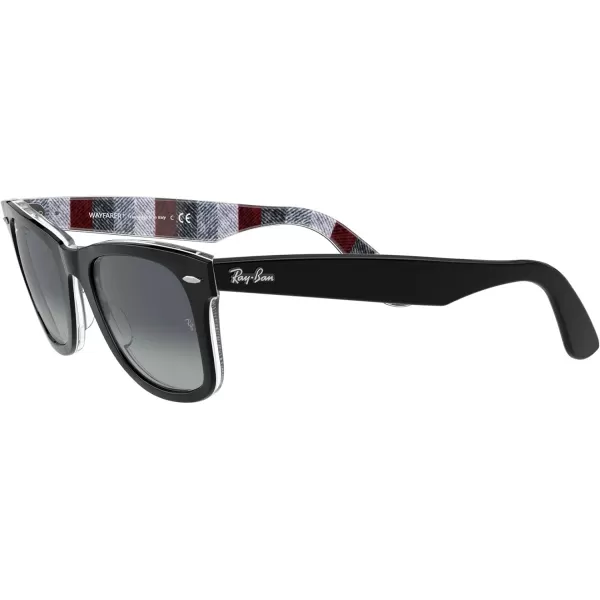 RayBan RB2140 Original Wayfarer Gradient SunglassesBlack on Chevron GreyBurgundyLight Grey Gradient Blue