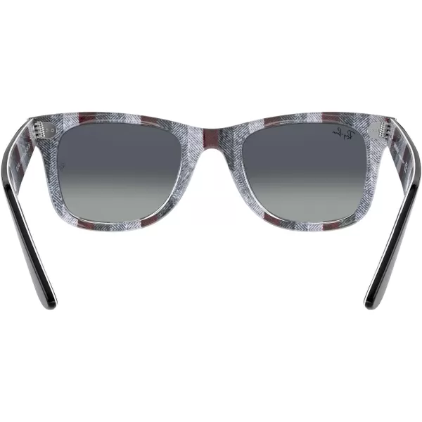 RayBan RB2140 Original Wayfarer Gradient SunglassesBlack on Chevron GreyBurgundyLight Grey Gradient Blue