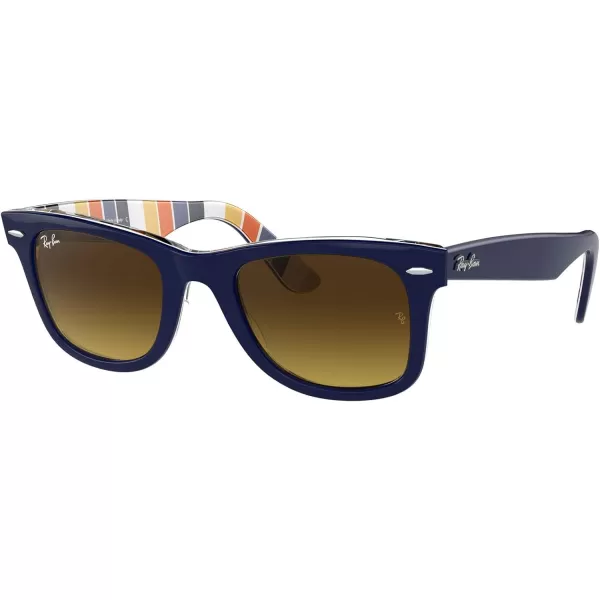 RayBan RB2140 Original Wayfarer Gradient SunglassesBlue on Stripes OrangeBlueBrown Gradient Dark Brown