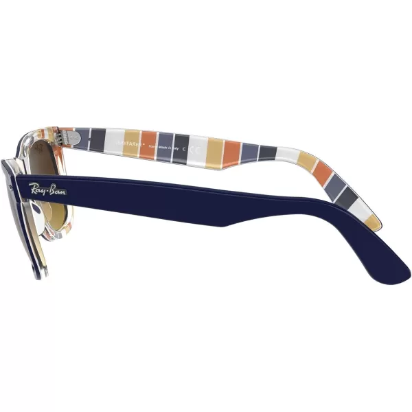 RayBan RB2140 Original Wayfarer Gradient SunglassesBlue on Stripes OrangeBlueBrown Gradient Dark Brown