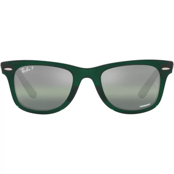 RayBan RB2140 Original Wayfarer Square SunglassesRb2140 Original Wayfarer Polarized Transparent GreenDark Green Mirrored Polarized