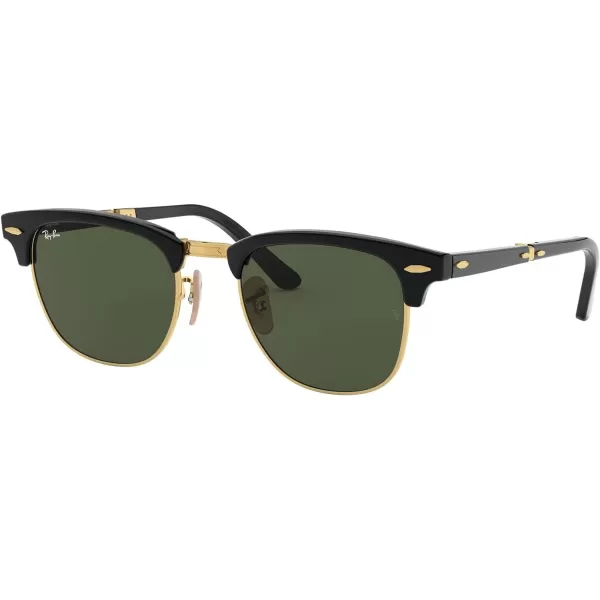 RayBan RB2176 Clubmaster Folding Square SunglassesBlackG15 Green