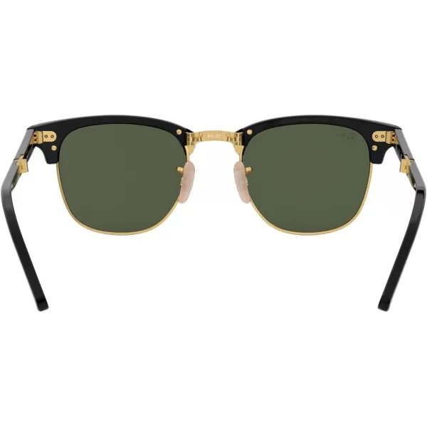 RayBan RB2176 Clubmaster Folding Square SunglassesBlackG15 Green