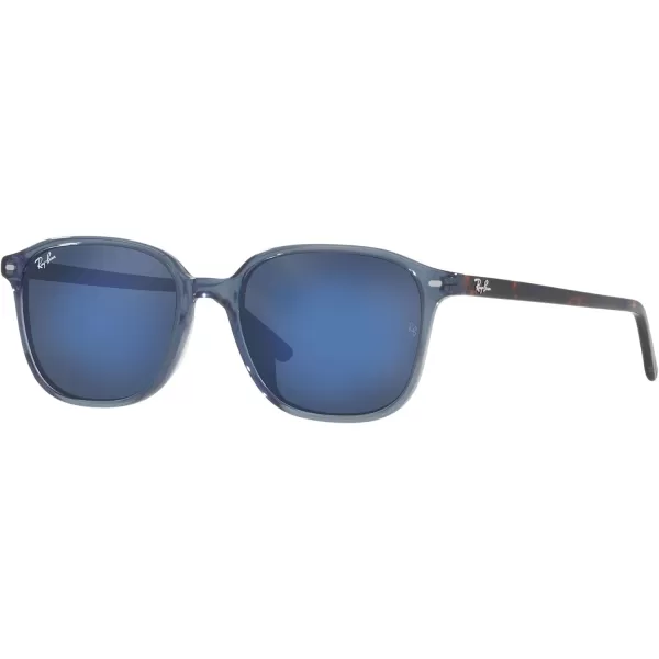 RayBan RB2193 Leonard Square SunglassesTransparent Dark BlueGrey Mirrored Blue