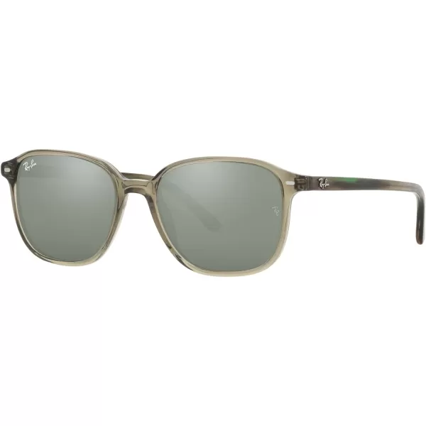 RayBan RB2193 Leonard Square SunglassesTransparent GreenGrey Mirror