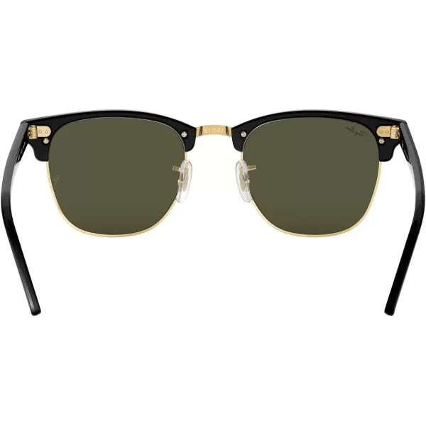 RayBan RB3016 Clubmaster Square SunglassesBlack on Gold G15 Green