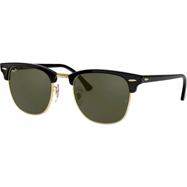 RayBan RB3016 Clubmaster Square SunglassesBlack on Gold G15 Green