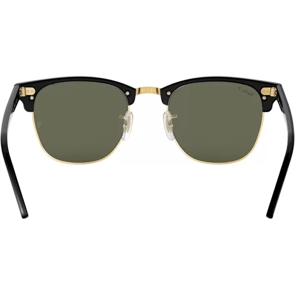 RayBan RB3016 Clubmaster Square SunglassesBlackPolarized G15 Green