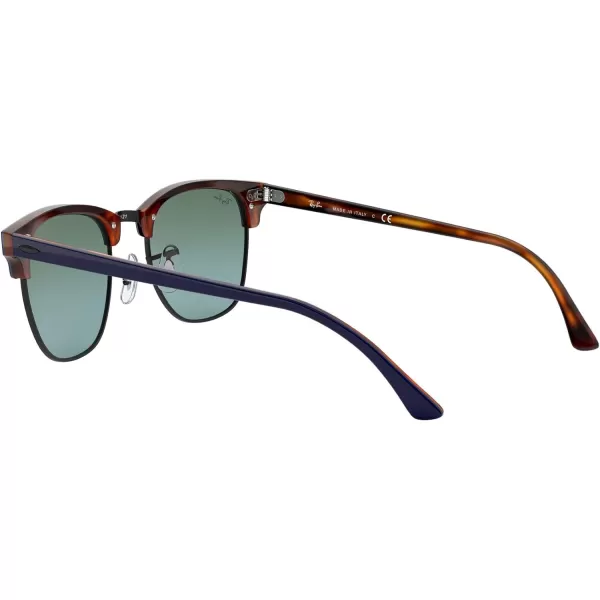 RayBan RB3016 Clubmaster Square SunglassesBlue on Red HavanaBlue Mirrored Gradient Fuchsia