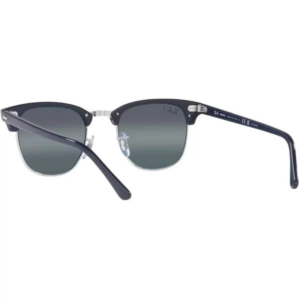 RayBan RB3016 Clubmaster Square SunglassesBlue on SilverDark Blue Mirrored Polarized