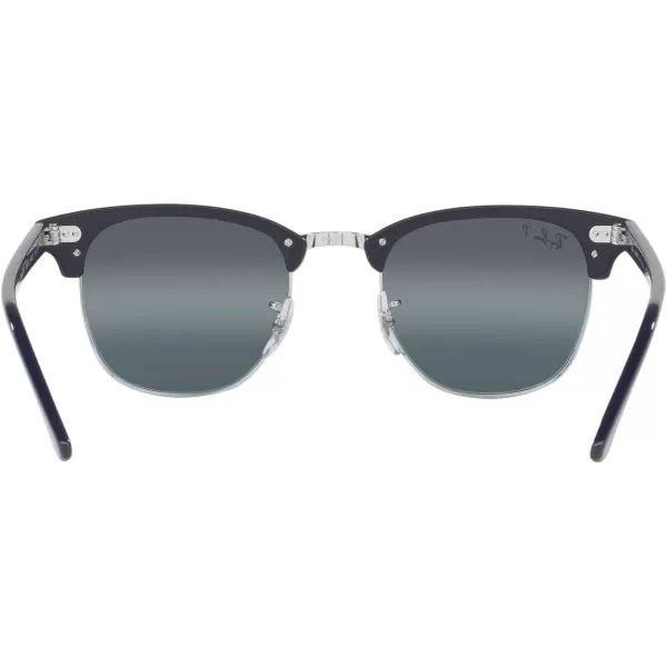 RayBan RB3016 Clubmaster Square SunglassesBlue on SilverDark Blue Mirrored Polarized