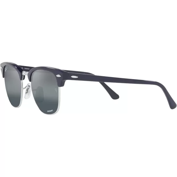 RayBan RB3016 Clubmaster Square SunglassesBlue on SilverDark Blue Mirrored Polarized