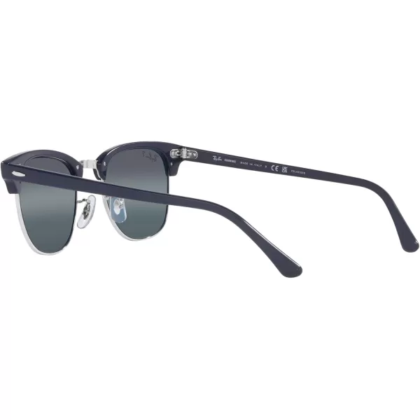 RayBan RB3016 Clubmaster Square SunglassesBlue on SilverDark Blue Mirrored Polarized