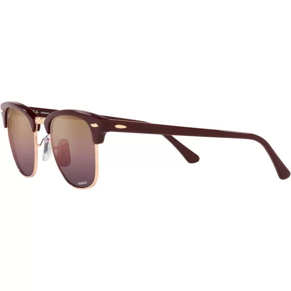 RayBan RB3016 Clubmaster Square SunglassesBordeaux on Rose GoldRed Mirrored Polarized