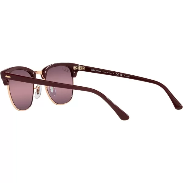 RayBan RB3016 Clubmaster Square SunglassesBordeaux on Rose GoldRed Mirrored Polarized