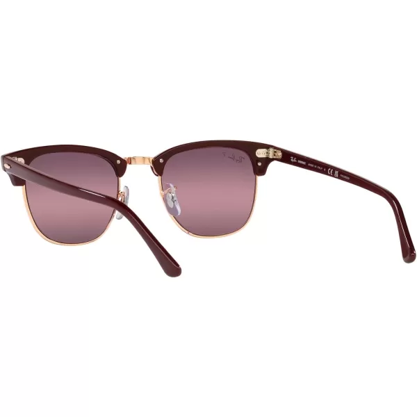 RayBan RB3016 Clubmaster Square SunglassesBordeaux on Rose GoldRed Mirrored Polarized