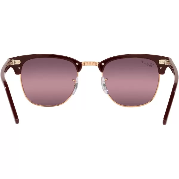 RayBan RB3016 Clubmaster Square SunglassesBordeaux on Rose GoldRed Mirrored Polarized