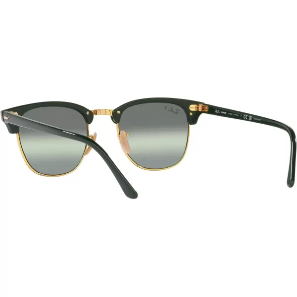 RayBan RB3016 Clubmaster Square SunglassesGreen on Gold Dark Green Mirrored Polarized