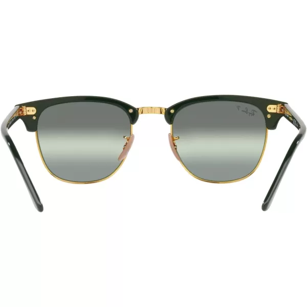 RayBan RB3016 Clubmaster Square SunglassesGreen on Gold Dark Green Mirrored Polarized