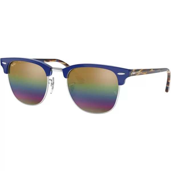 RayBan RB3016 Clubmaster Square SunglassesMetallic Light BronzeGrey Mirrored Rainbow