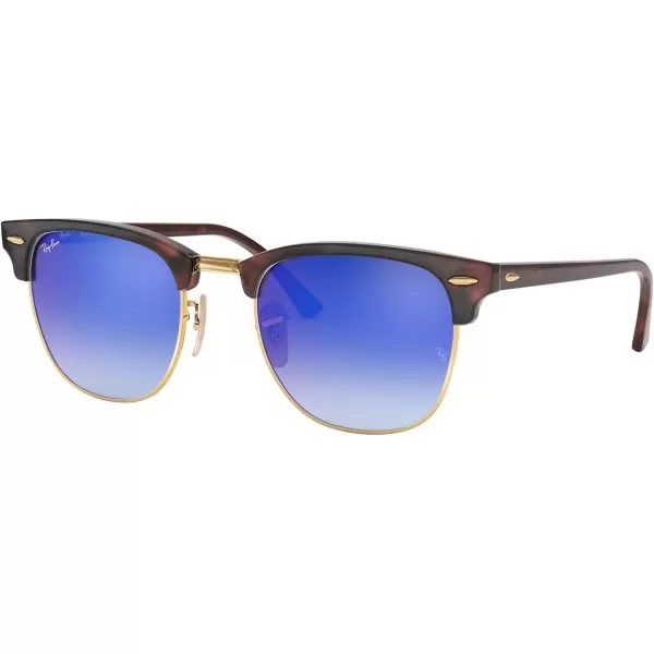 RayBan RB3016 Clubmaster Square SunglassesRed HavanaBlue Flash Gradient