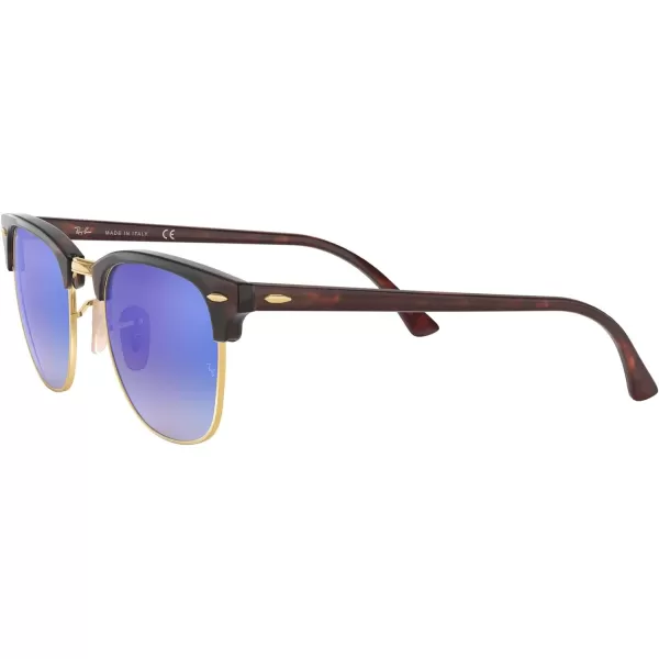 RayBan RB3016 Clubmaster Square SunglassesRed HavanaBlue Flash Gradient