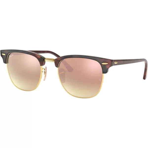 RayBan RB3016 Clubmaster Square SunglassesRed HavanaCopper Flash Gradient