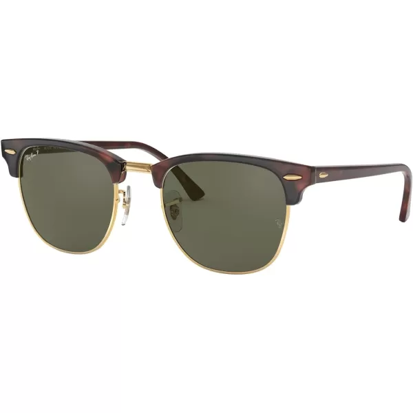 RayBan RB3016 Clubmaster Square SunglassesRed HavanaG15 Green