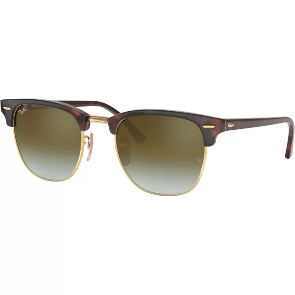 RayBan RB3016 Clubmaster Square SunglassesRed HavanaGreen Flash Gradient