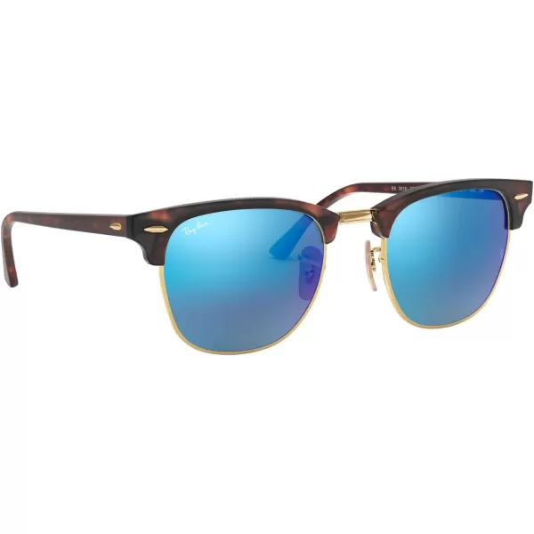 RayBan RB3016 Clubmaster Square SunglassesSand Havana on GoldGrey Mirrored Blue