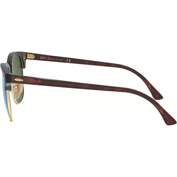 RayBan RB3016 Clubmaster Square SunglassesSand Havana on GoldGrey Mirrored Blue