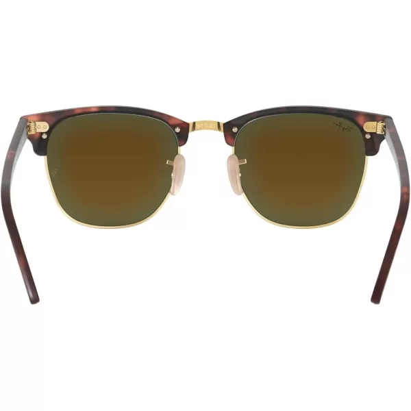 RayBan RB3016 Clubmaster Square SunglassesSand Havana on GoldGrey Mirrored Blue