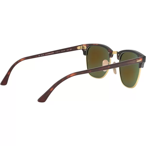 RayBan RB3016 Clubmaster Square SunglassesSand Havana on GoldGrey Mirrored Blue