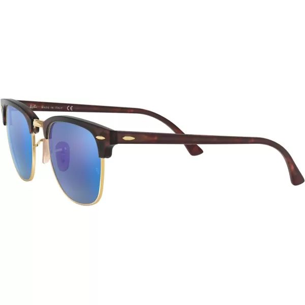 RayBan RB3016 Clubmaster Square SunglassesSand Havana on GoldGrey Mirrored Blue