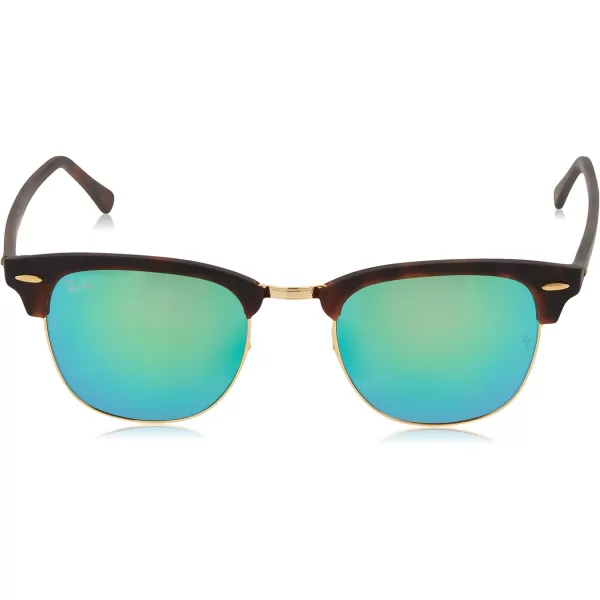 RayBan RB3016 Clubmaster Square SunglassesSand Havana on GoldGrey Mirrored Green