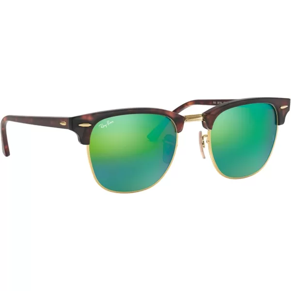 RayBan RB3016 Clubmaster Square SunglassesSand Havana on GoldGrey Mirrored Green