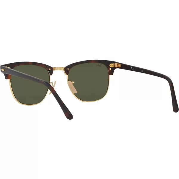 RayBan RB3016 Clubmaster Square SunglassesSand Havana on GoldLight Green Mirrored Silver