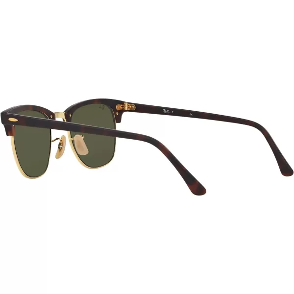 RayBan RB3016 Clubmaster Square SunglassesSand Havana on GoldLight Green Mirrored Silver