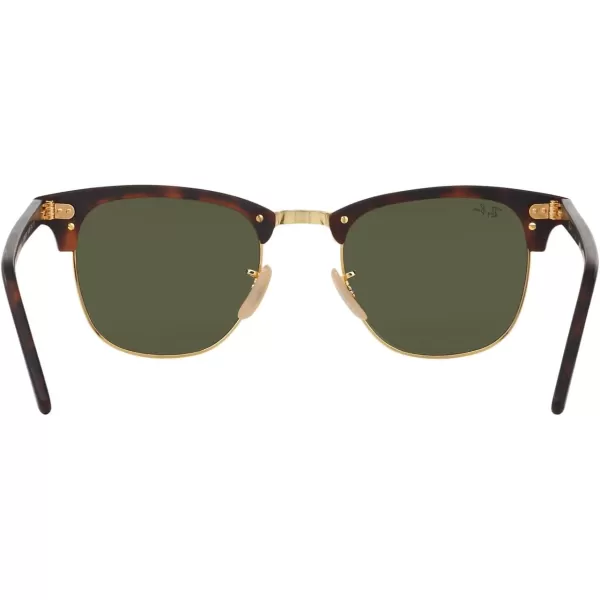 RayBan RB3016 Clubmaster Square SunglassesSand Havana on GoldLight Green Mirrored Silver