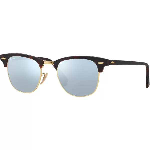 RayBan RB3016 Clubmaster Square SunglassesSand Havana on GoldLight Green Mirrored Silver